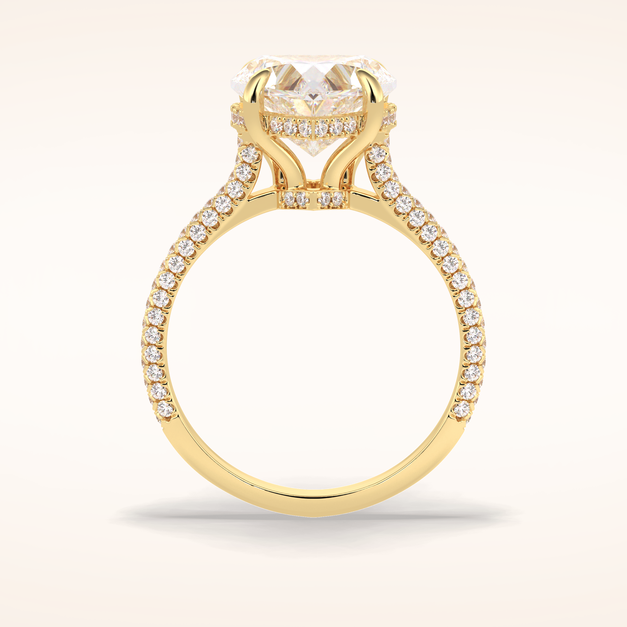 3 CT Heart Shaped Hidden Halo & Pave Moissanite Engagement Ring