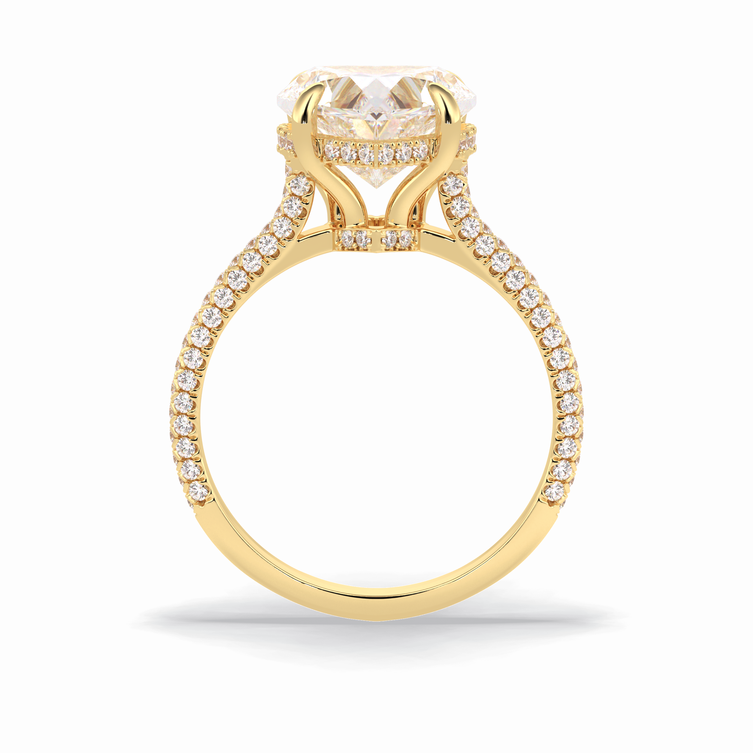 Heart Cut Hidden Halo & Pave Lab Grown Diamond Engagement Ring