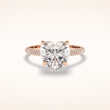 3 CT Heart Shaped Hidden Halo & Pave Moissanite Engagement Ring