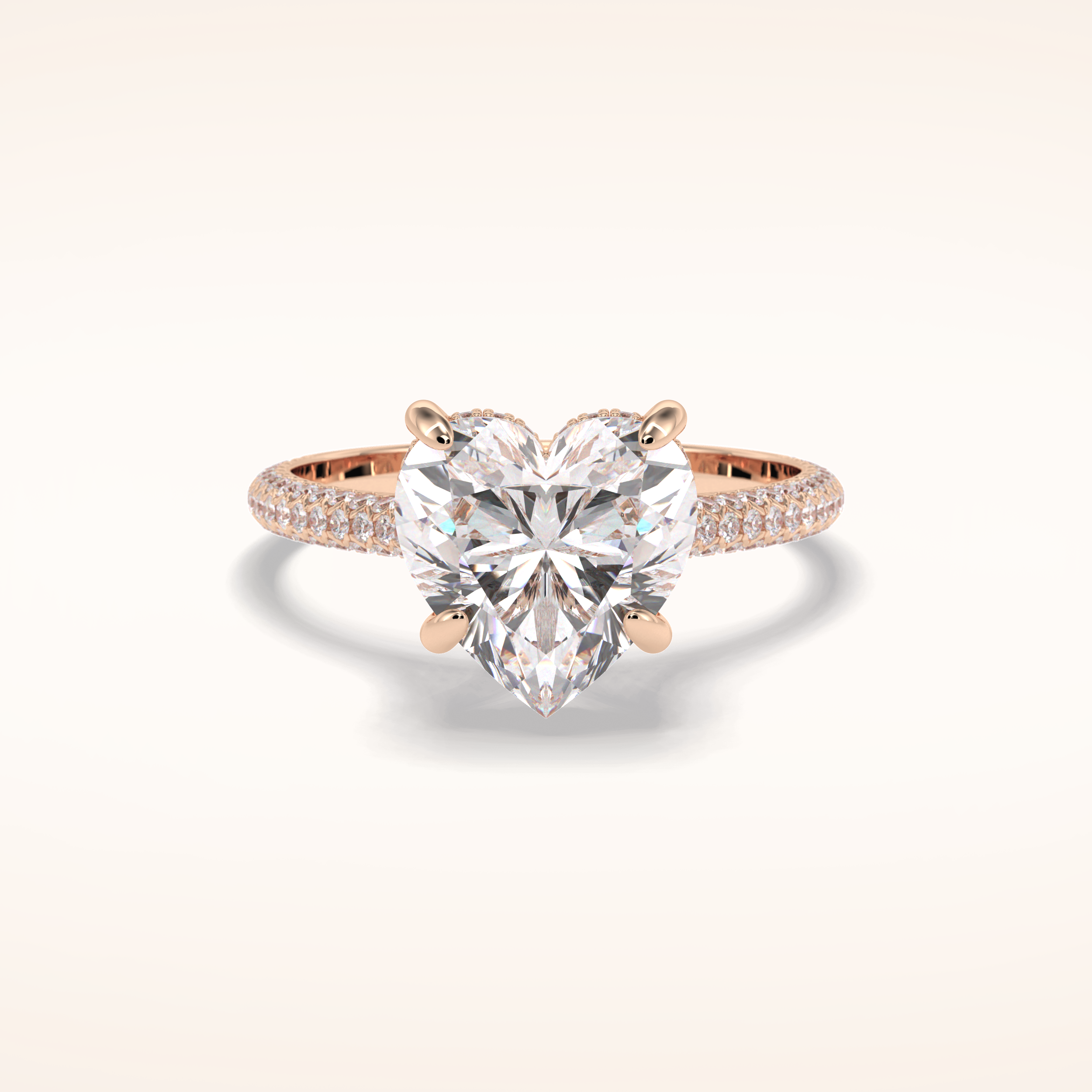 3 CT Heart Shaped Hidden Halo & Pave Moissanite Engagement Ring