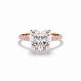 Heart Cut Hidden Halo & Pave Lab Grown Diamond Engagement Ring
