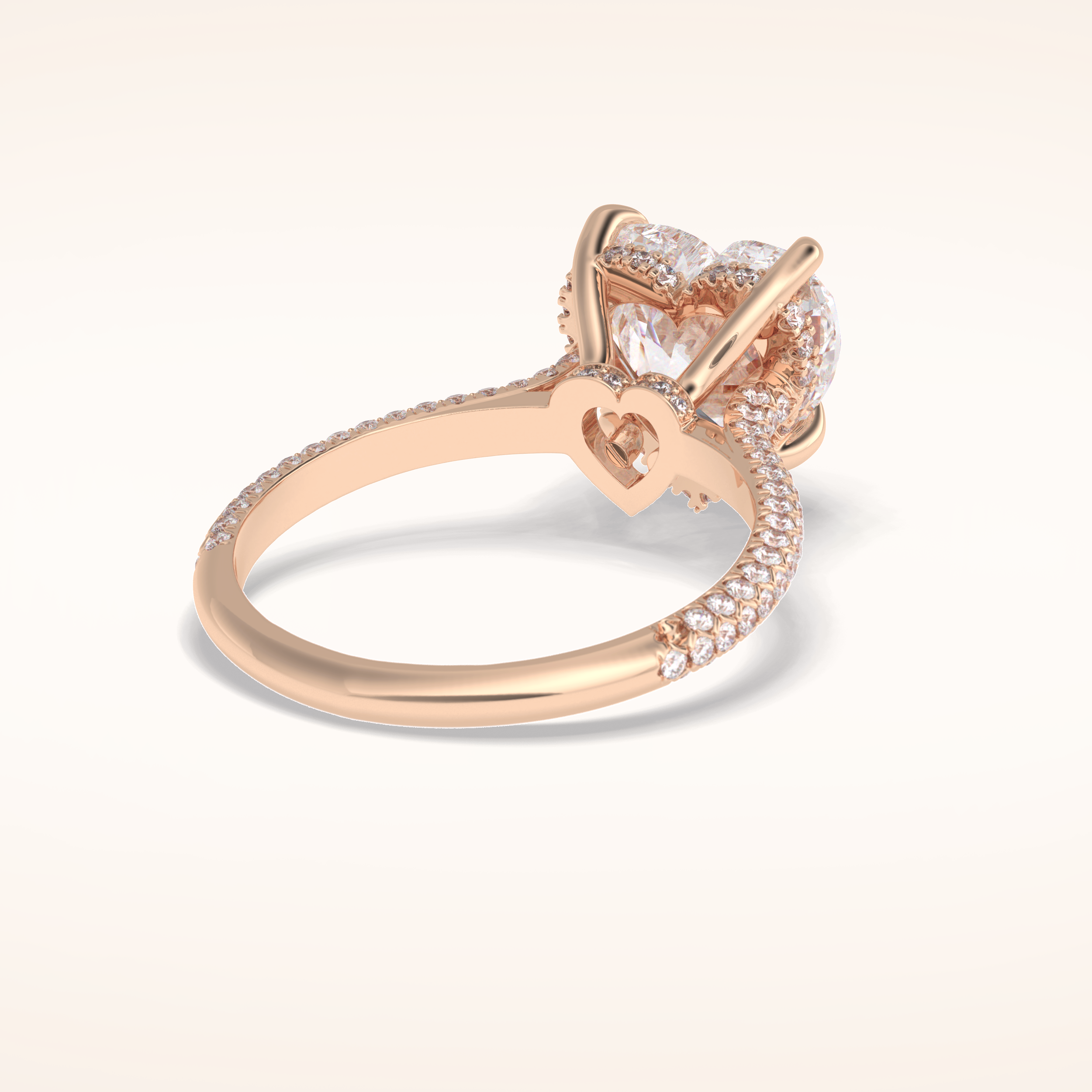 3 CT Heart Shaped Hidden Halo & Pave Moissanite Engagement Ring