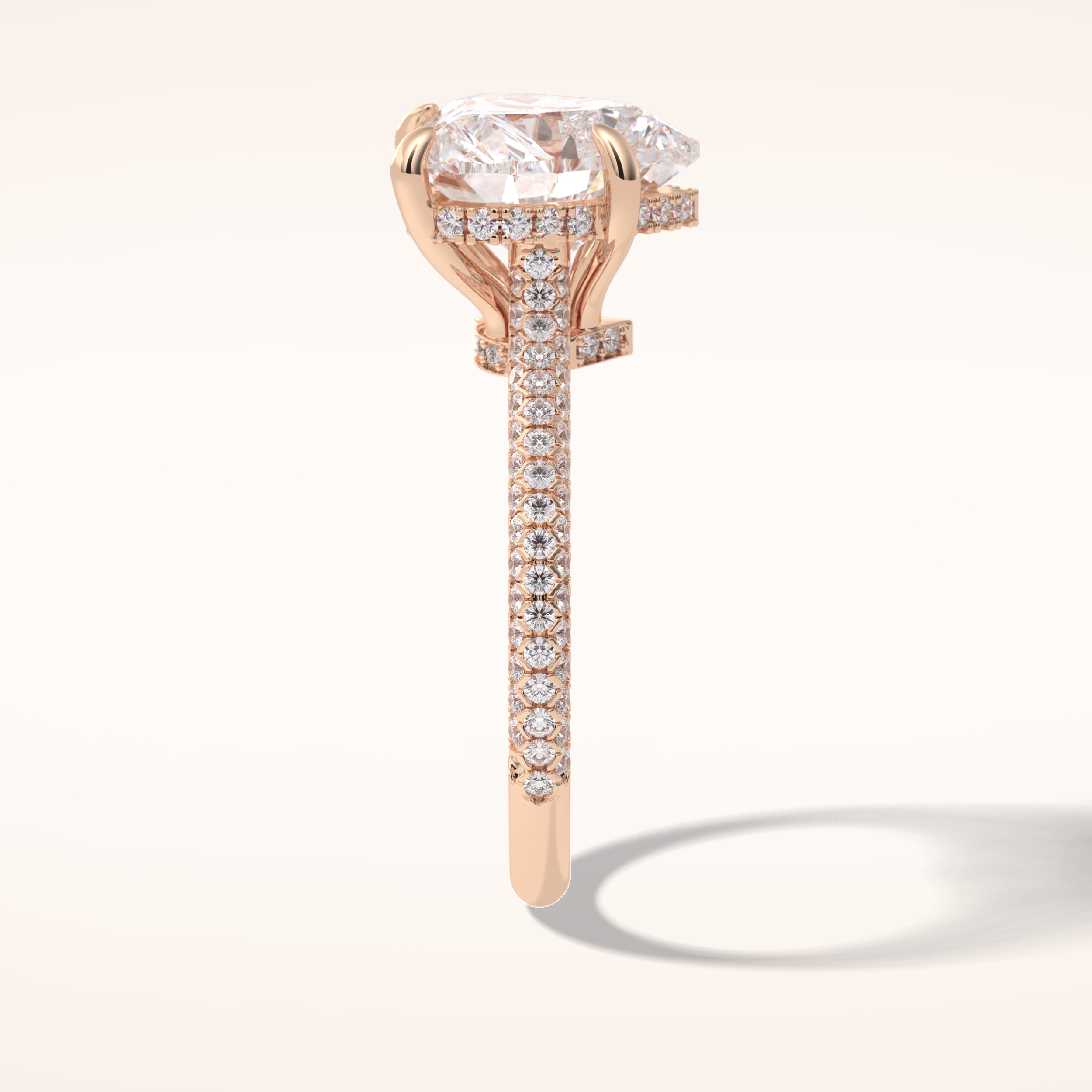 3 CT Heart Shaped Hidden Halo & Pave Moissanite Engagement Ring