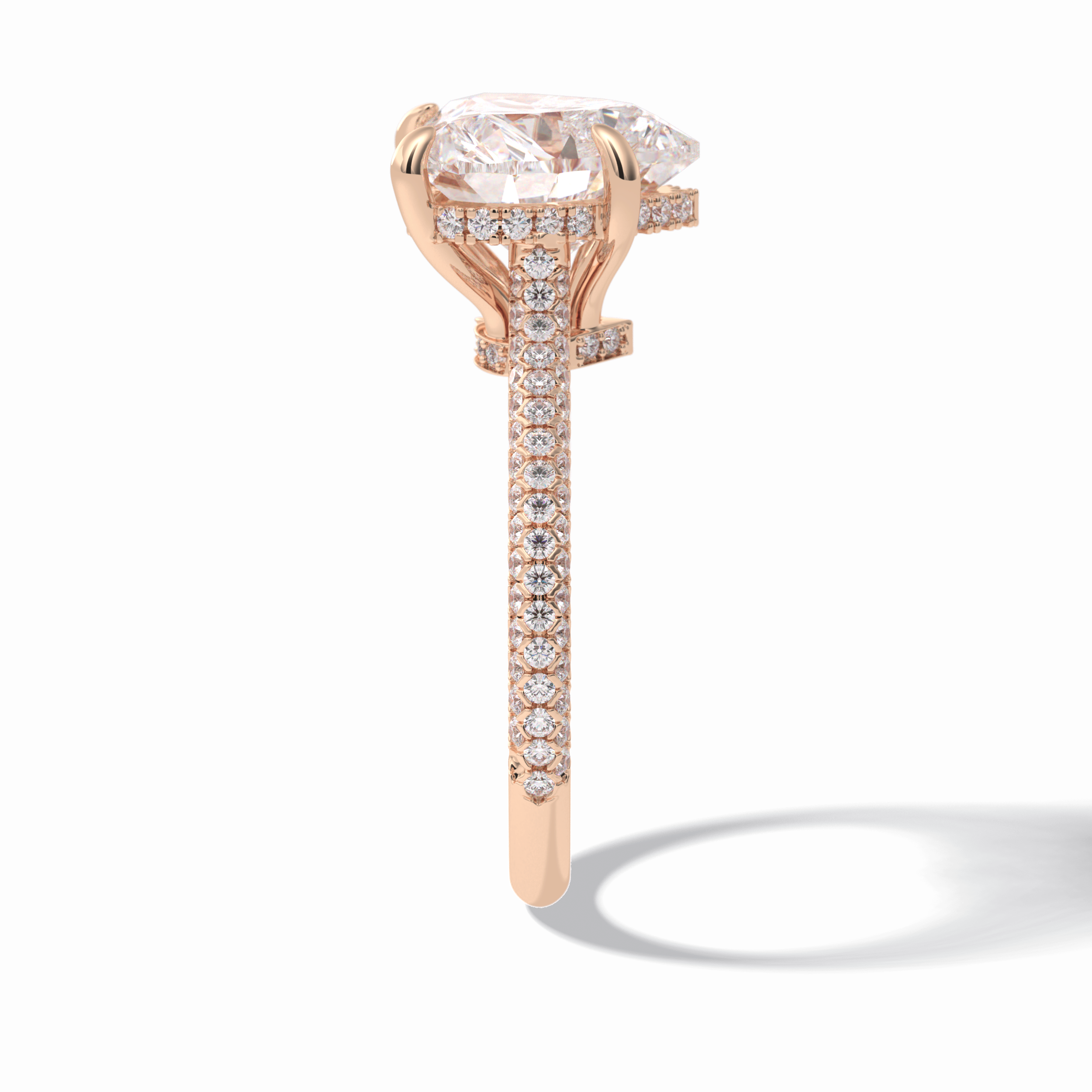 Heart Cut Hidden Halo & Pave Lab Grown Diamond Engagement Ring