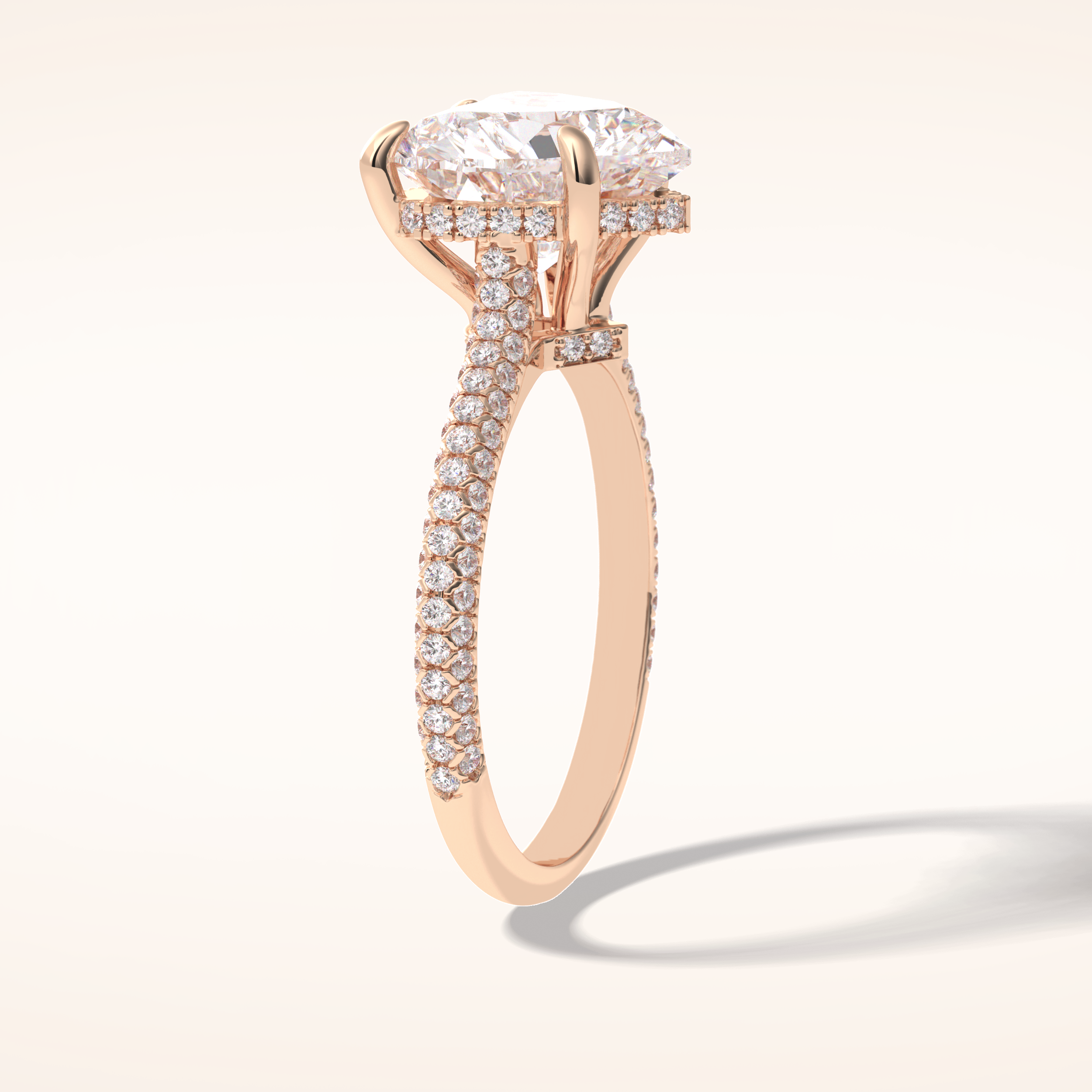 3 CT Heart Shaped Hidden Halo & Pave Moissanite Engagement Ring