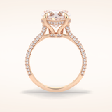3 CT Heart Shaped Hidden Halo & Pave Moissanite Engagement Ring