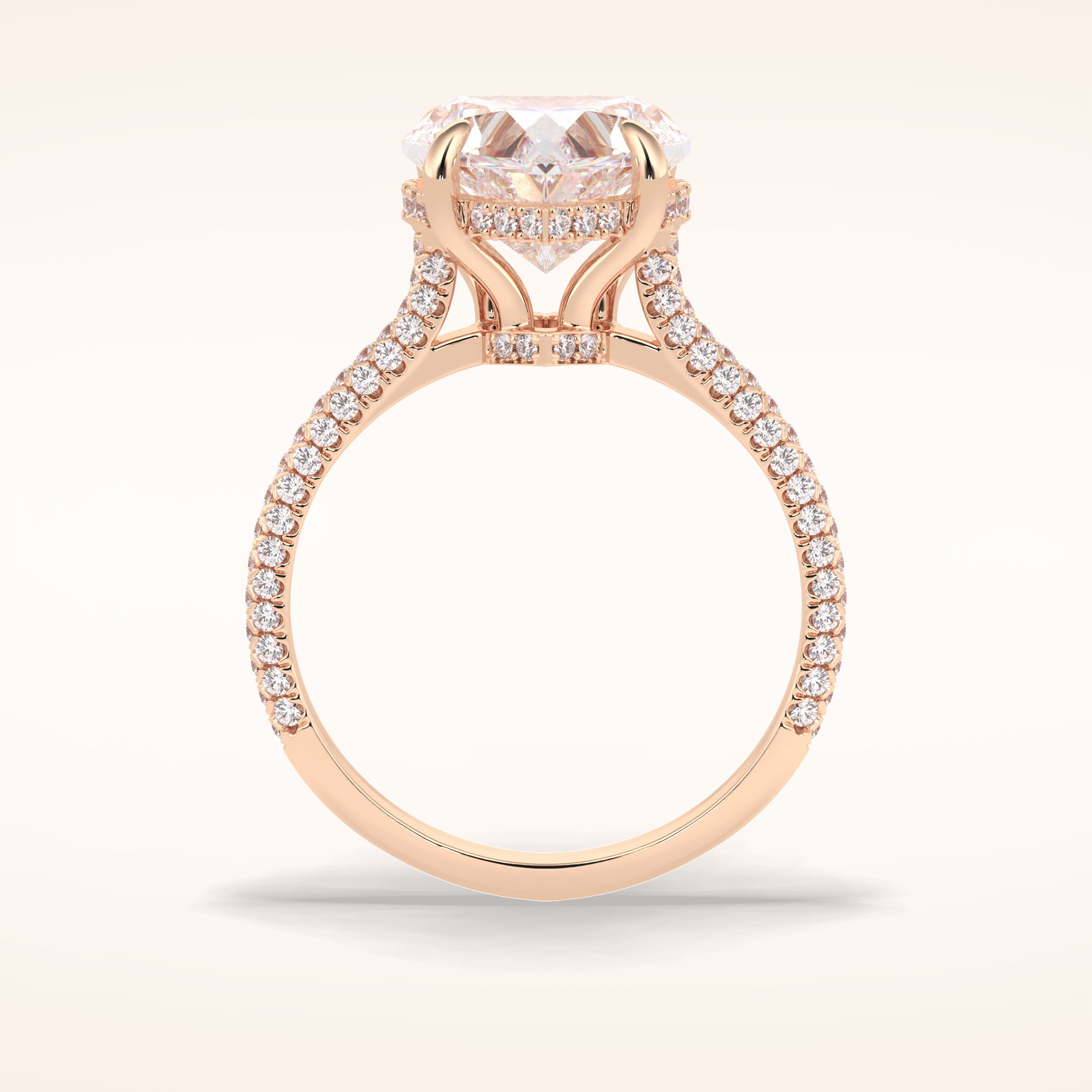 3 CT Heart Shaped Hidden Halo & Pave Moissanite Engagement Ring