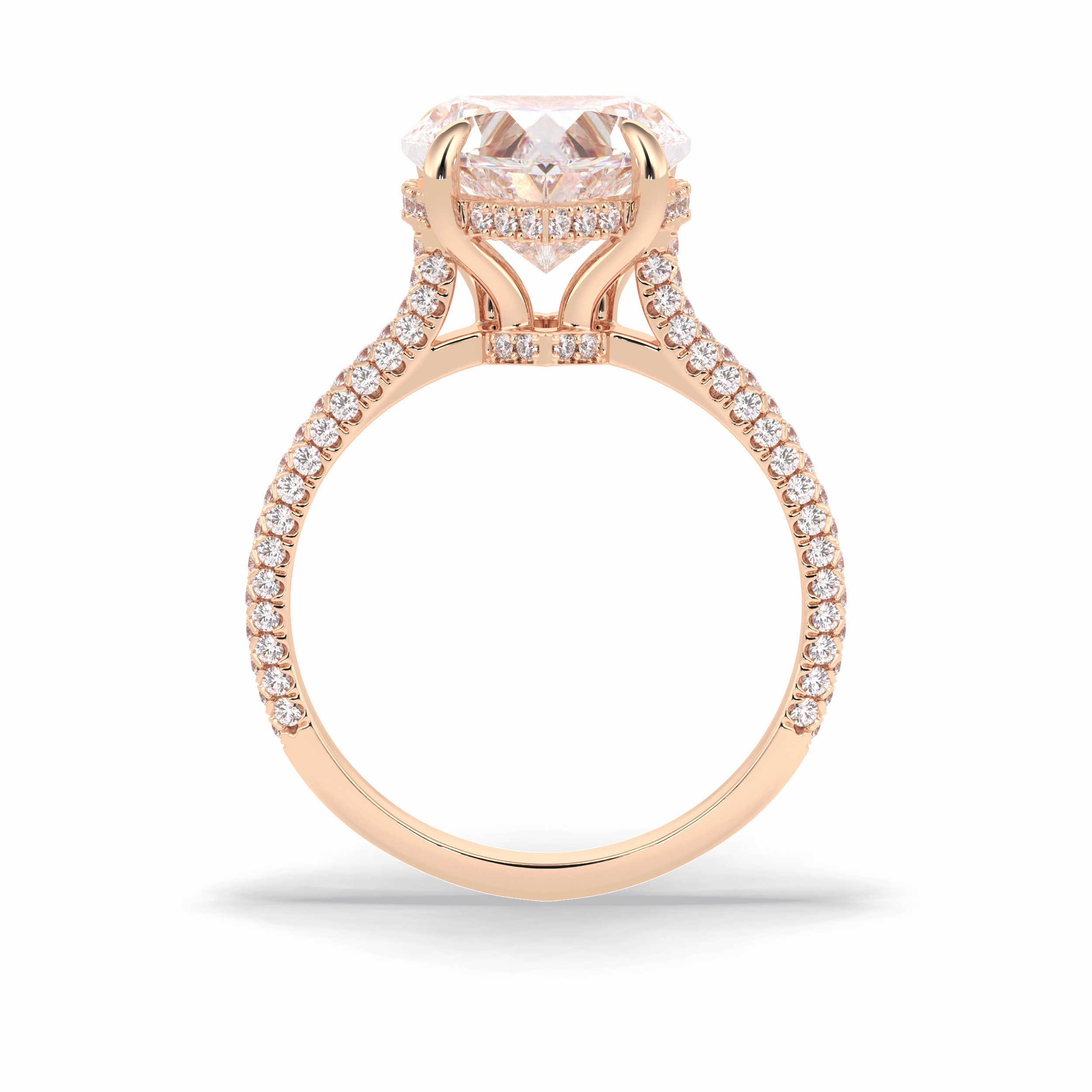Heart Cut Hidden Halo & Pave Lab Grown Diamond Engagement Ring