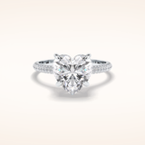 3 CT Heart Shaped Hidden Halo & Pave Moissanite Engagement Ring