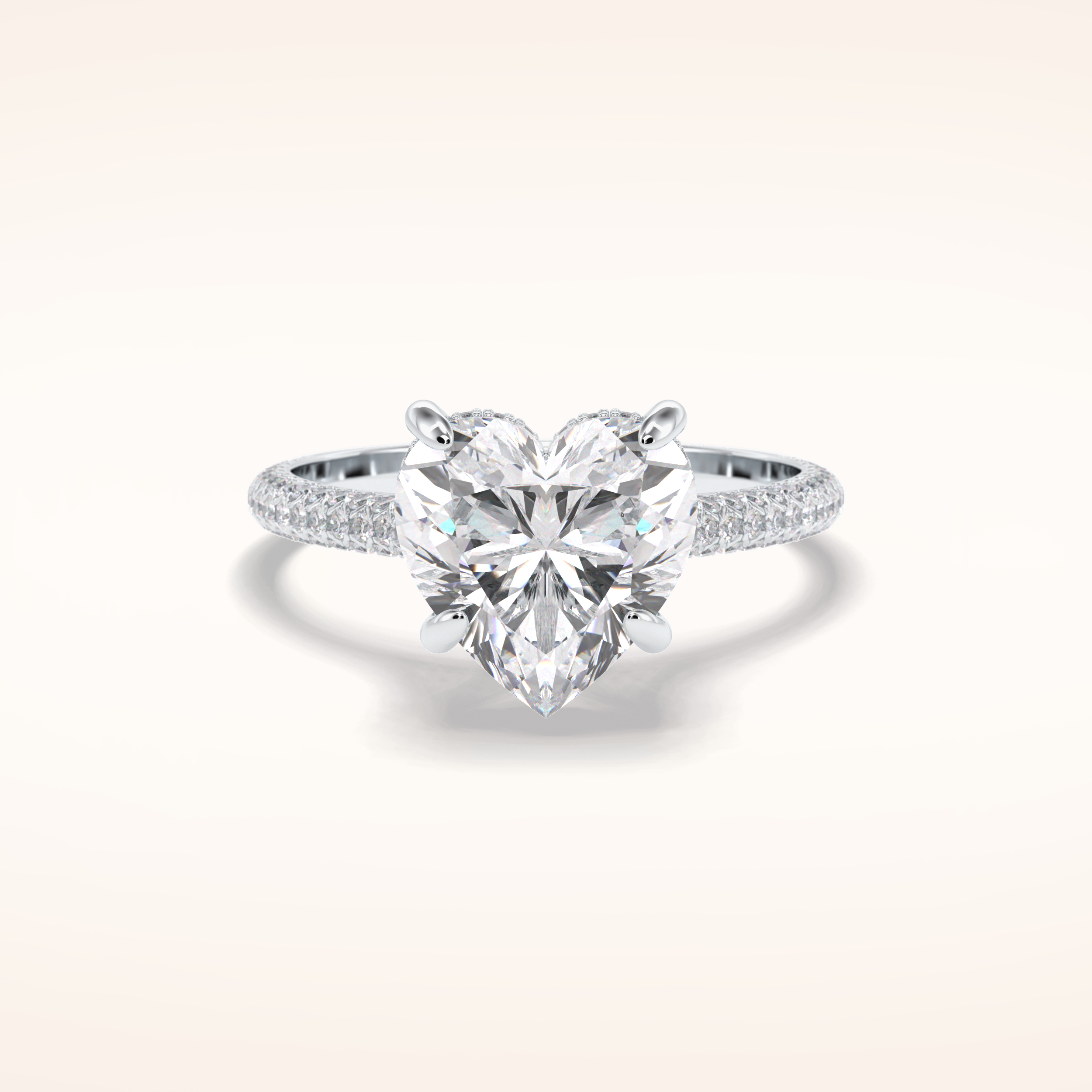 3 CT Heart Shaped Hidden Halo & Pave Moissanite Engagement Ring