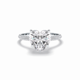 Heart Cut Hidden Halo & Pave Lab Grown Diamond Engagement Ring