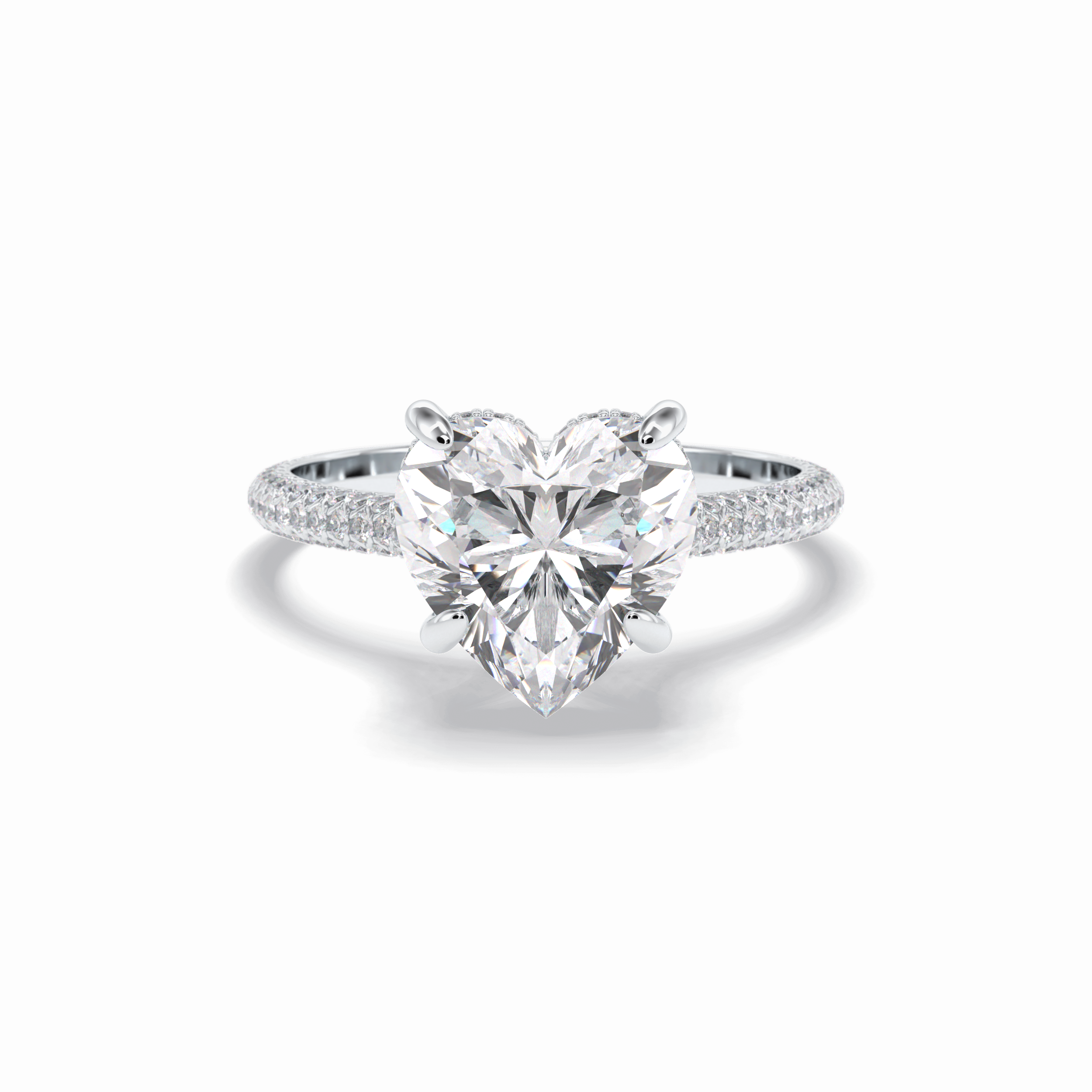 Heart Cut Hidden Halo & Pave Lab Grown Diamond Engagement Ring