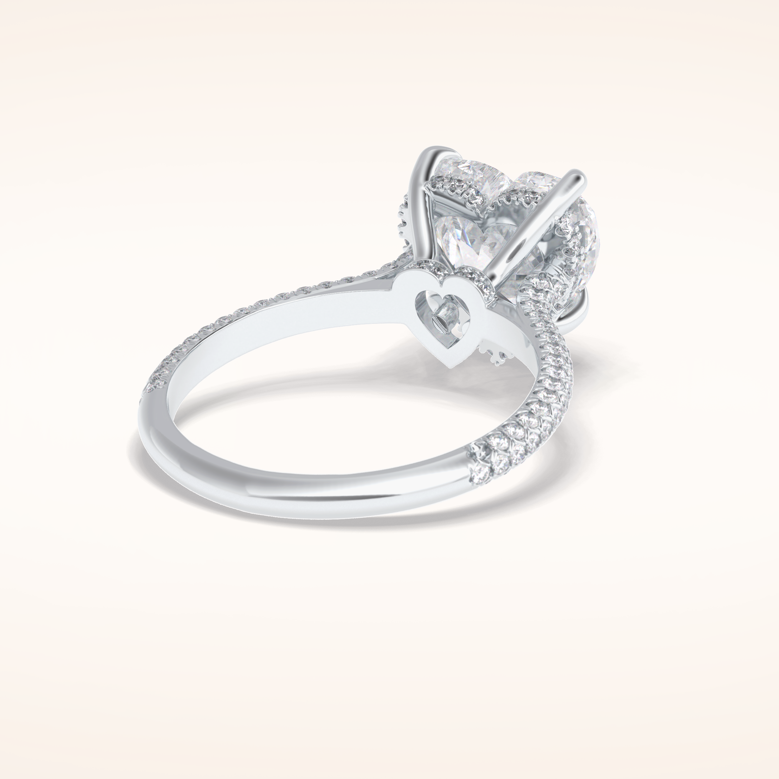 3 CT Heart Shaped Hidden Halo & Pave Moissanite Engagement Ring