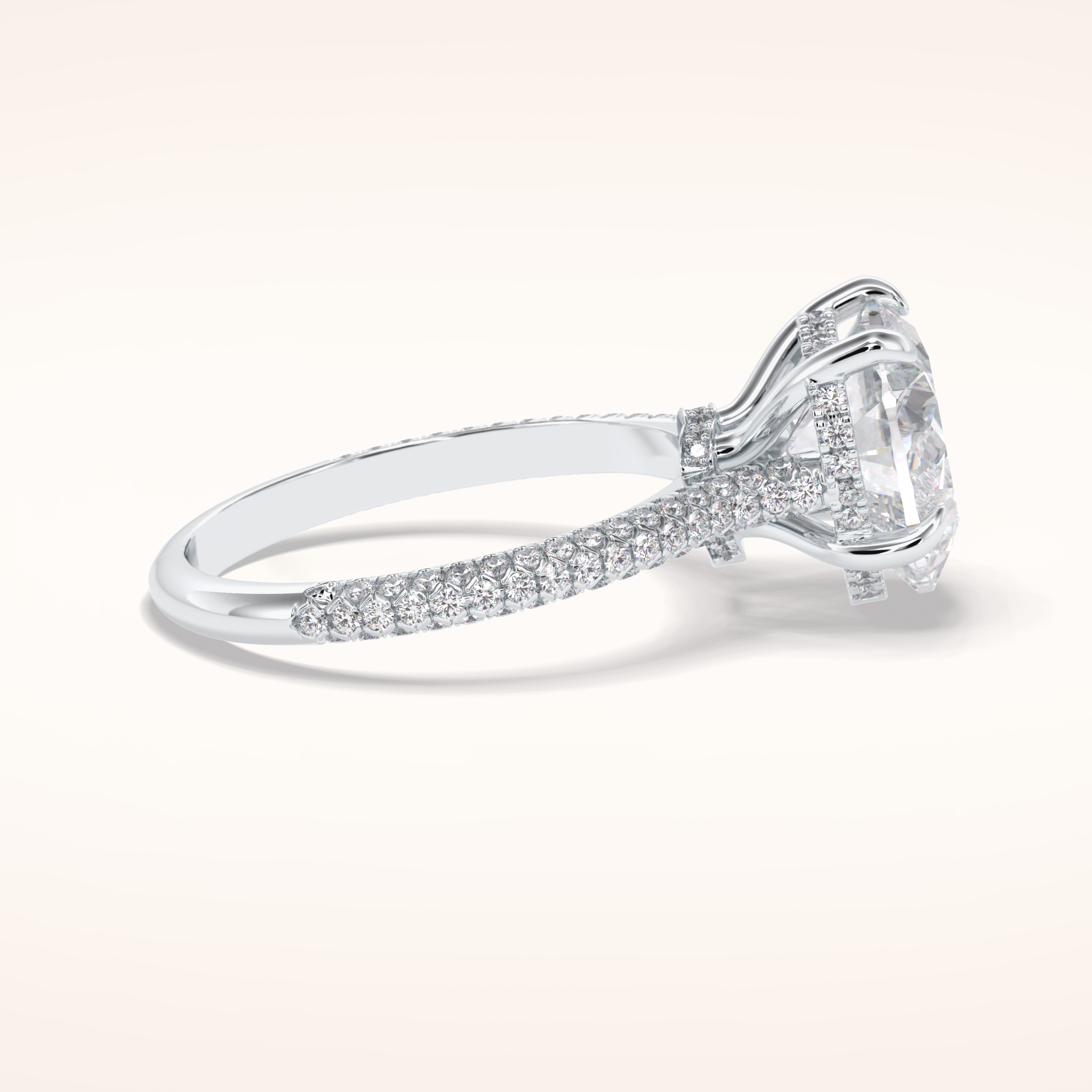 3 CT Heart Shaped Hidden Halo & Pave Moissanite Engagement Ring