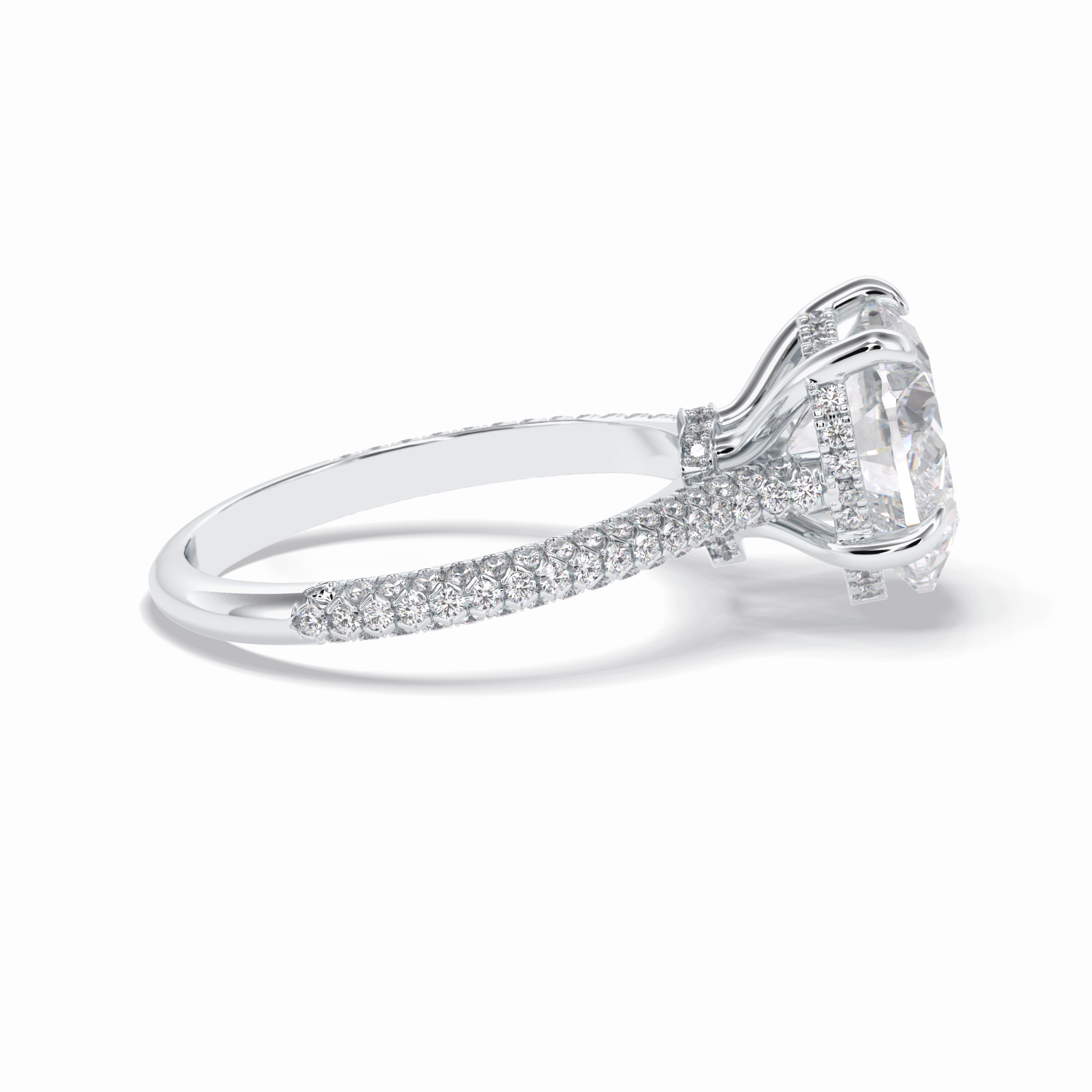 Heart Cut Hidden Halo & Pave Lab Grown Diamond Engagement Ring