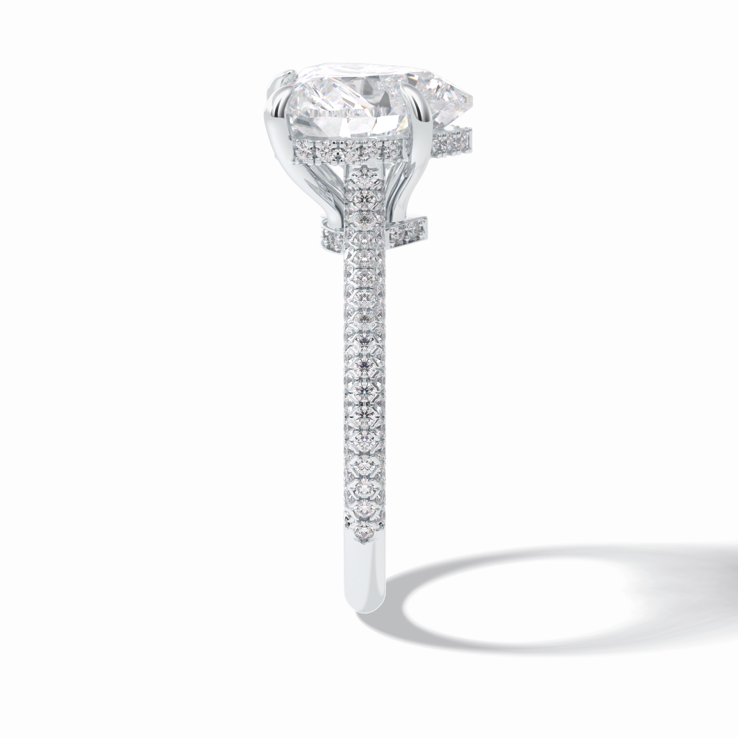 Heart Cut Hidden Halo & Pave Lab Grown Diamond Engagement Ring