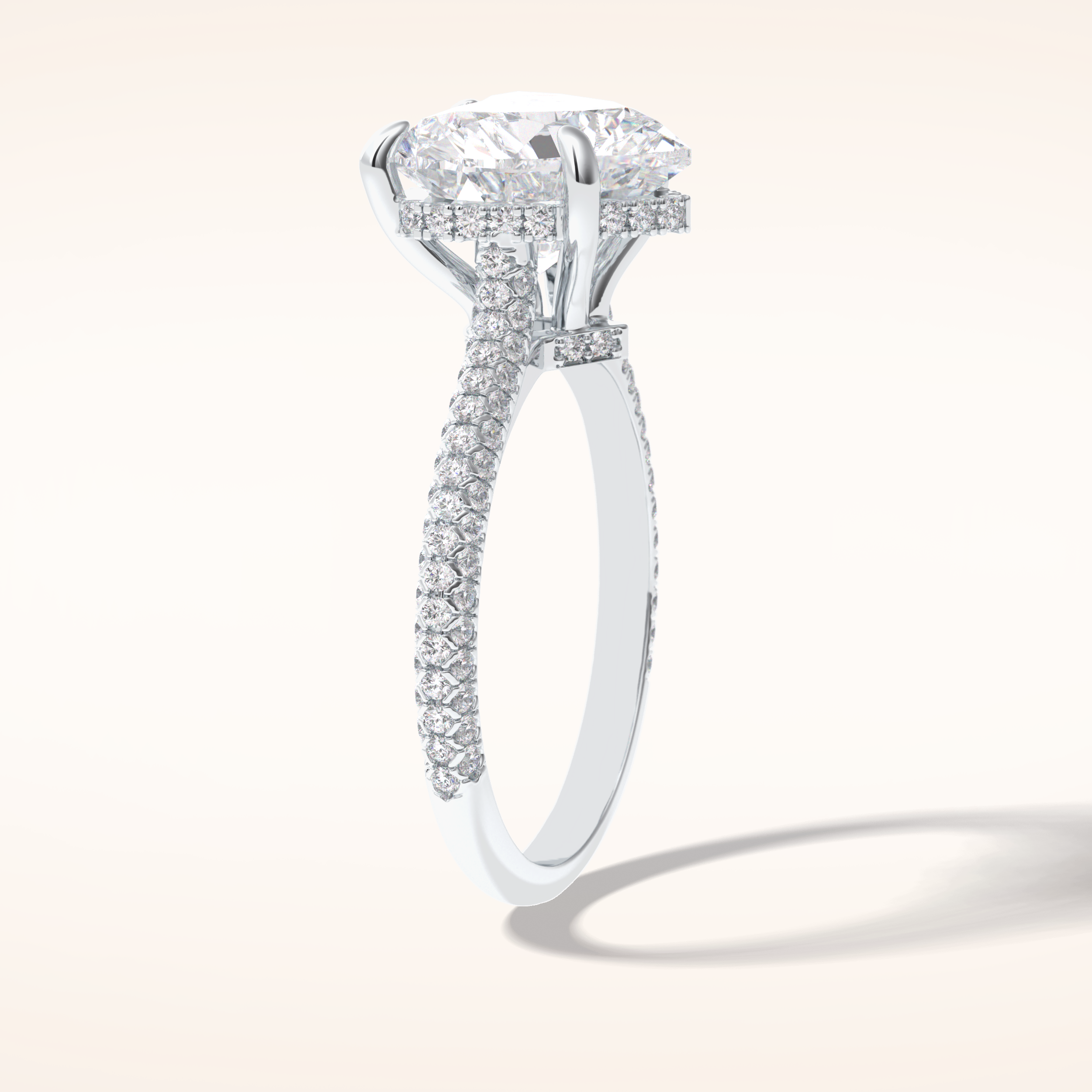 3 CT Heart Shaped Hidden Halo & Pave Moissanite Engagement Ring