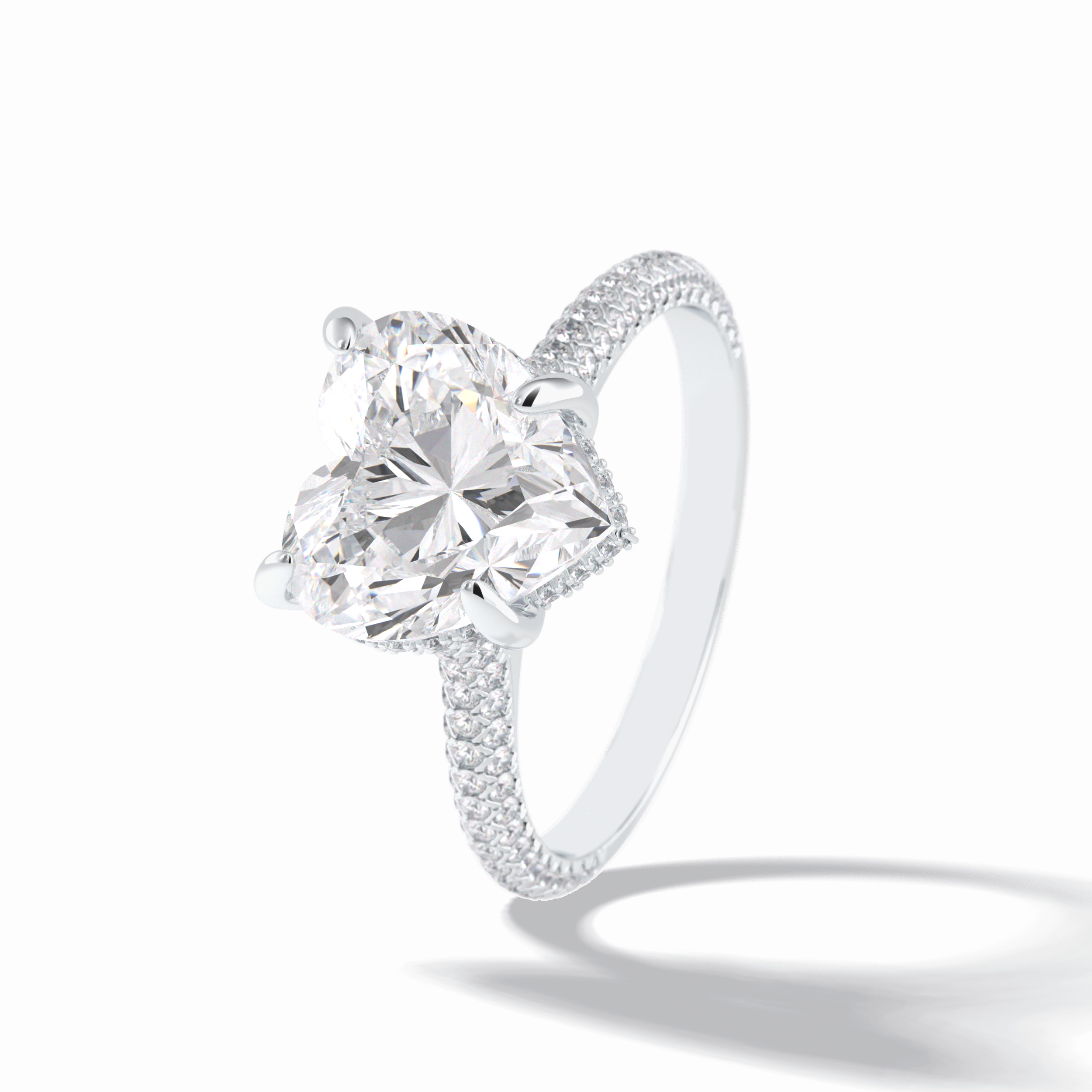 Heart Cut Hidden Halo & Pave Lab Grown Diamond Engagement Ring