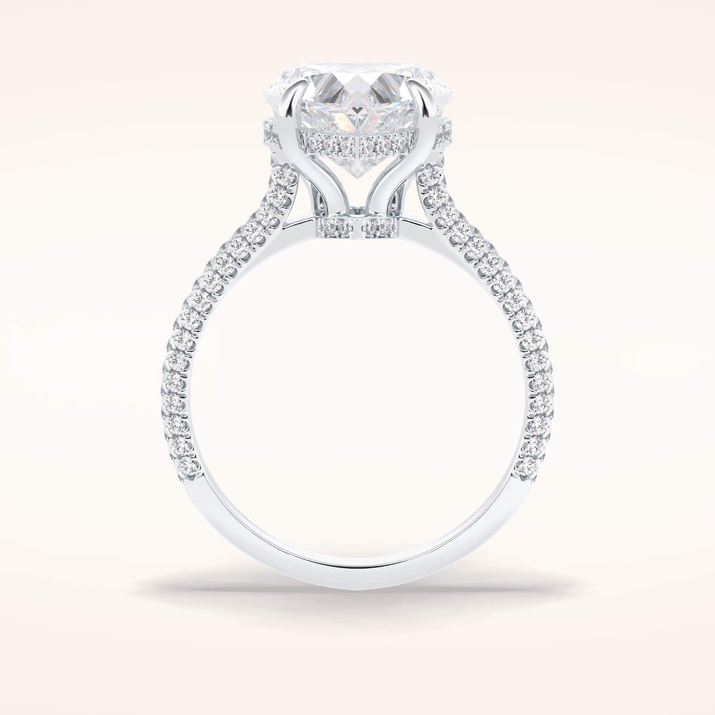 3 CT Heart Shaped Hidden Halo & Pave Moissanite Engagement Ring