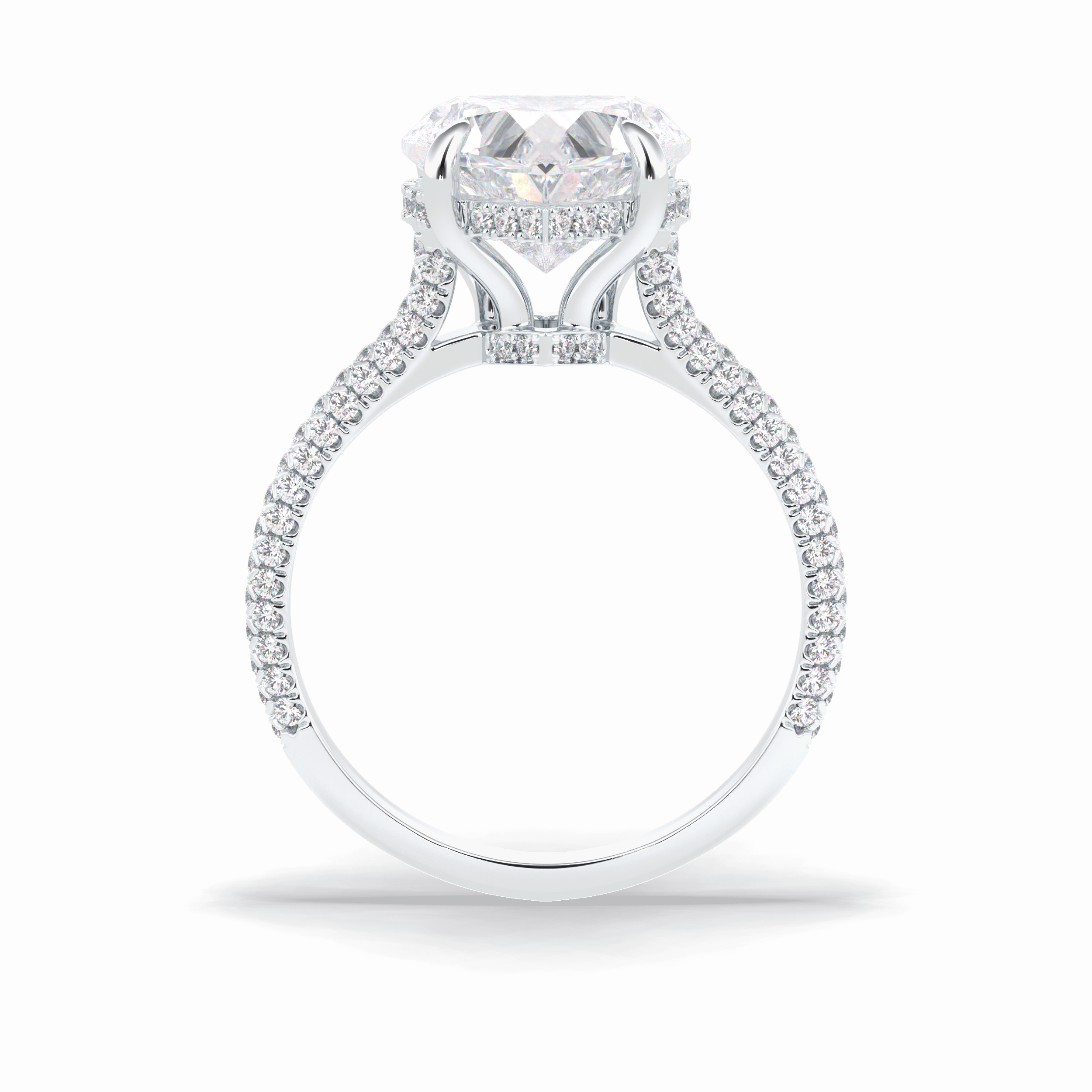 Heart Cut Hidden Halo & Pave Lab Grown Diamond Engagement Ring