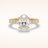 3.09 CT Oval Shaped Hidden Halo & Pave Moissanite Engagement Ring