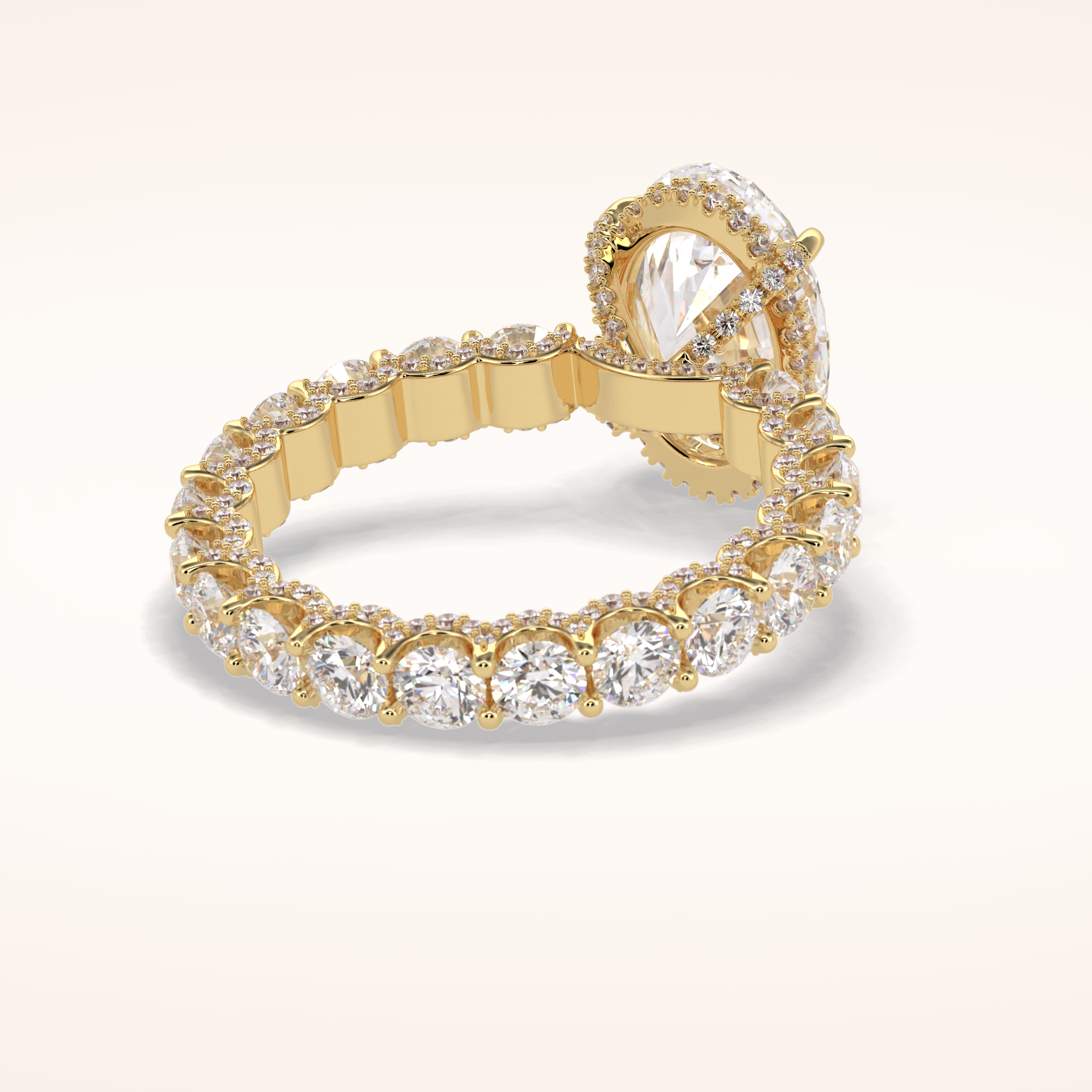 3.09 CT Oval Shaped Hidden Halo & Pave Moissanite Engagement Ring