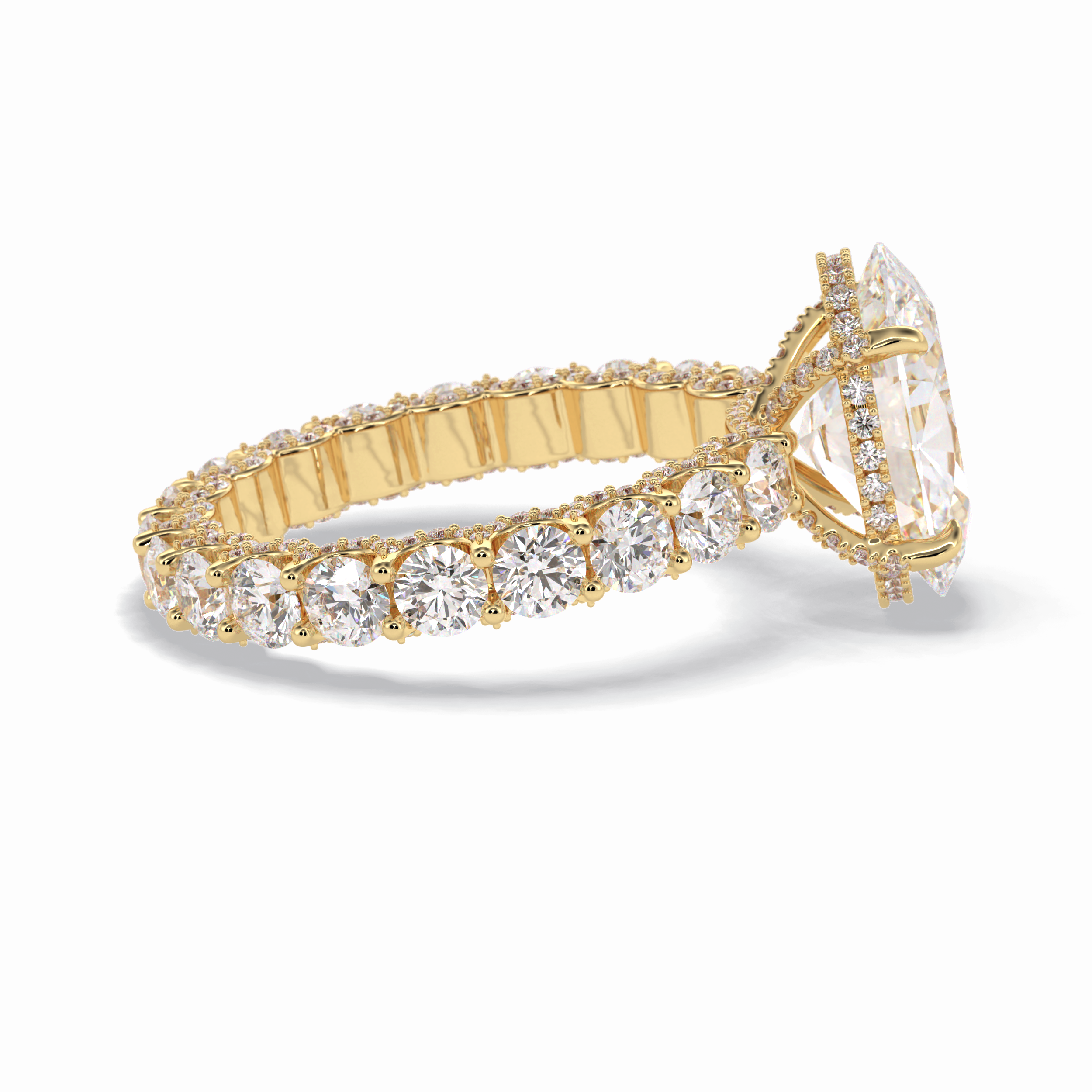 Oval Cut Hidden Halo & Pave Lab Grown Diamond Engagement Ring
