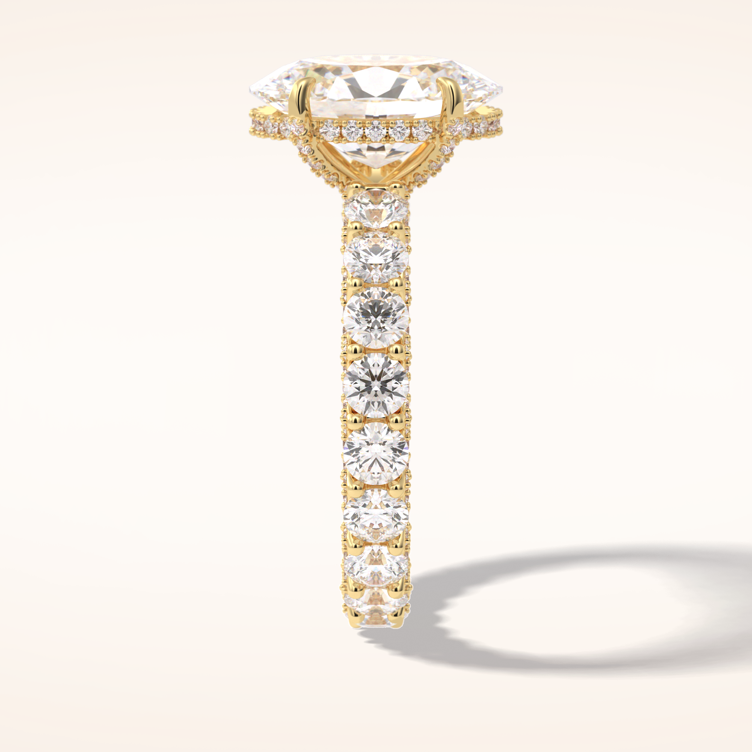 3.09 CT Oval Shaped Hidden Halo & Pave Moissanite Engagement Ring