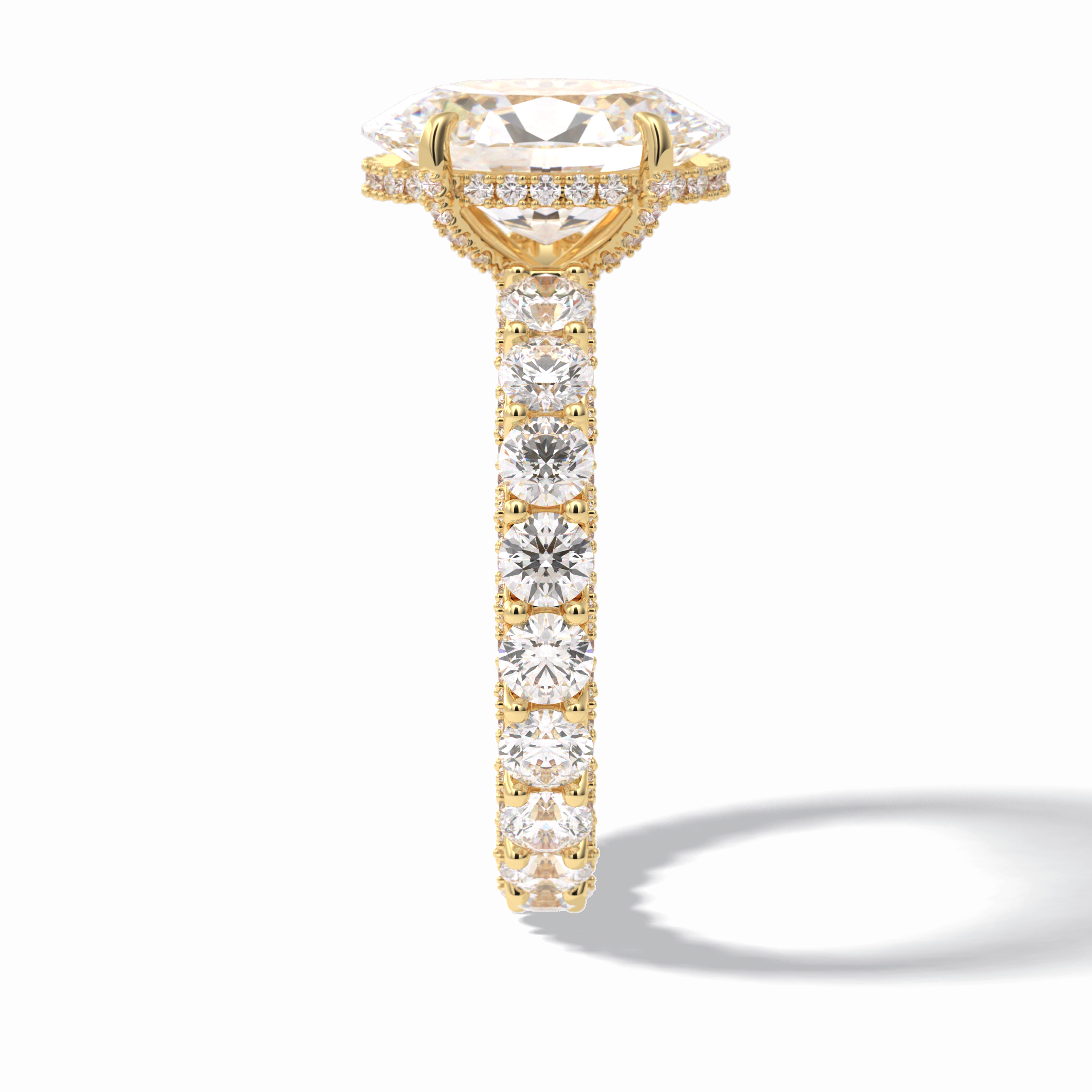 Oval Cut Hidden Halo & Pave Lab Grown Diamond Engagement Ring