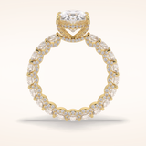 3.09 CT Oval Shaped Hidden Halo & Pave Moissanite Engagement Ring