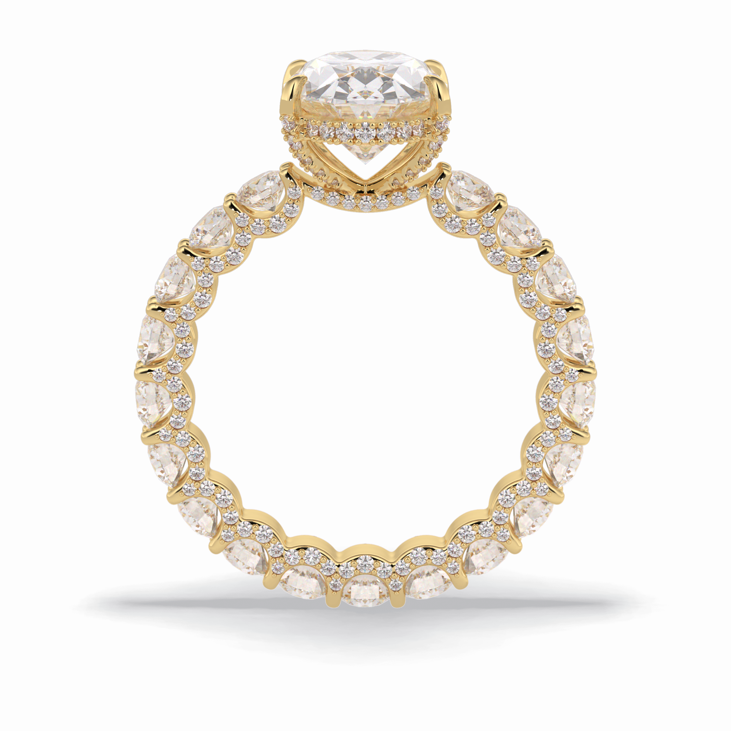 Oval Cut Hidden Halo & Pave Lab Grown Diamond Engagement Ring