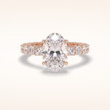 3.09 CT Oval Shaped Hidden Halo & Pave Moissanite Engagement Ring