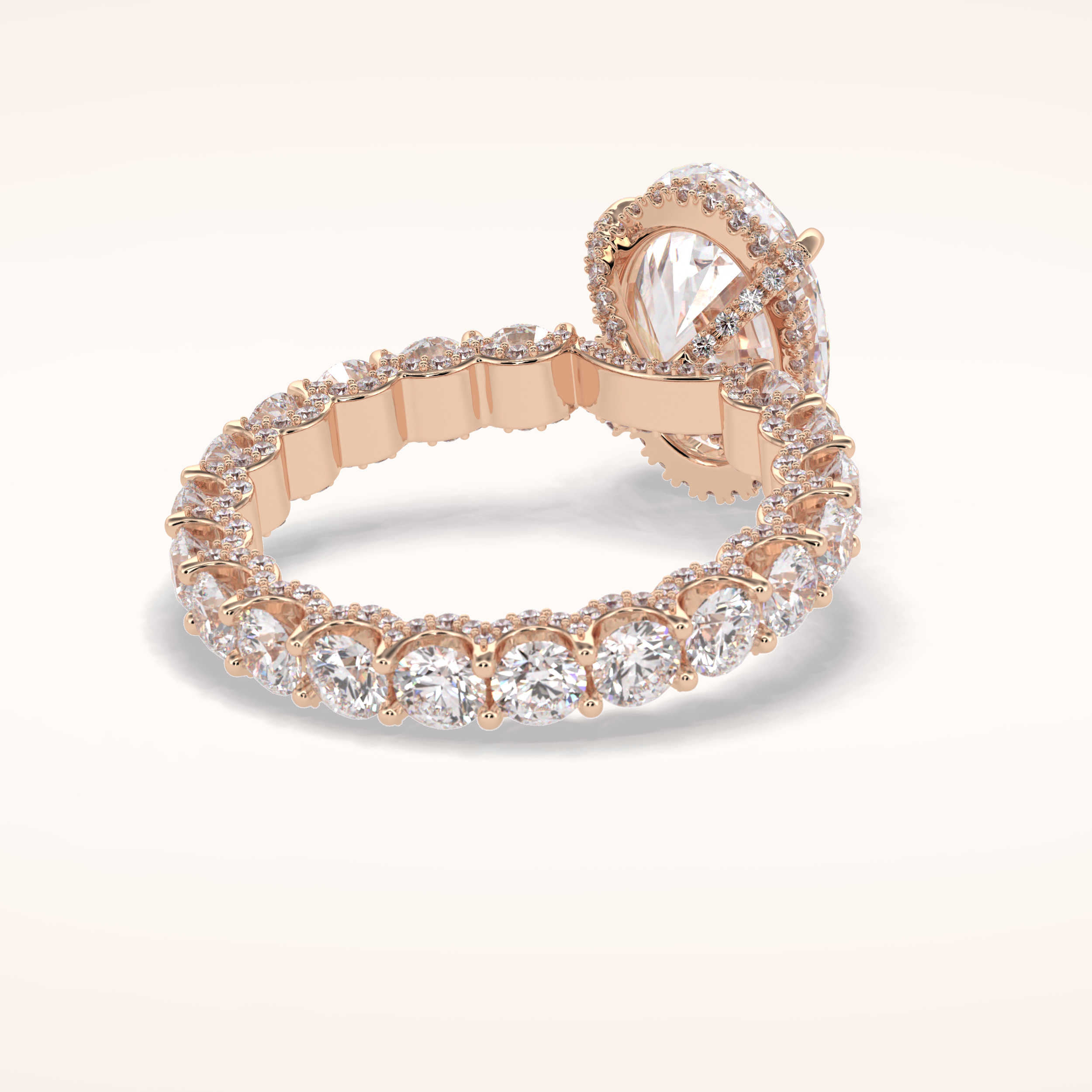 3.09 CT Oval Shaped Hidden Halo & Pave Moissanite Engagement Ring