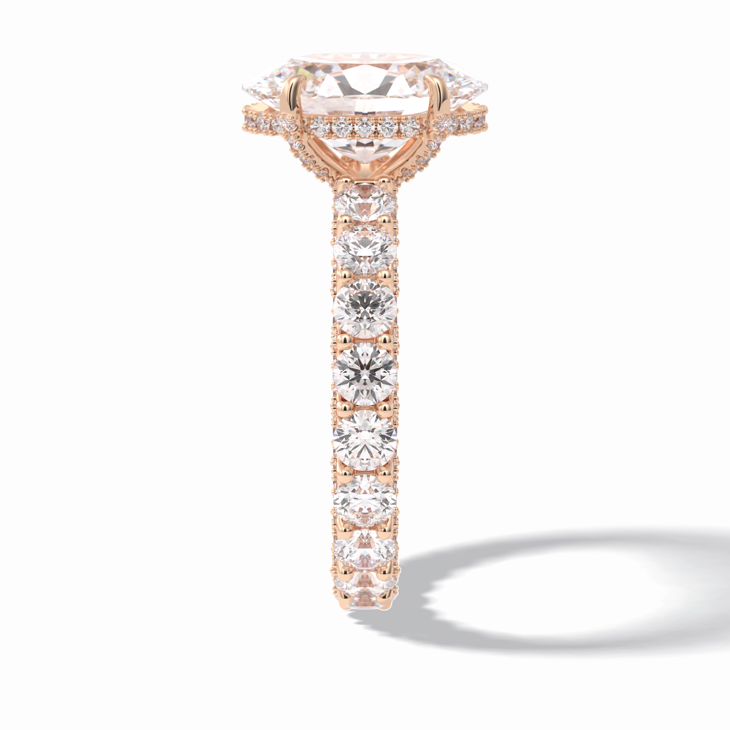 Oval Cut Hidden Halo & Pave Lab Grown Diamond Engagement Ring