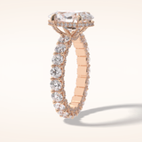 3.09 CT Oval Shaped Hidden Halo & Pave Moissanite Engagement Ring
