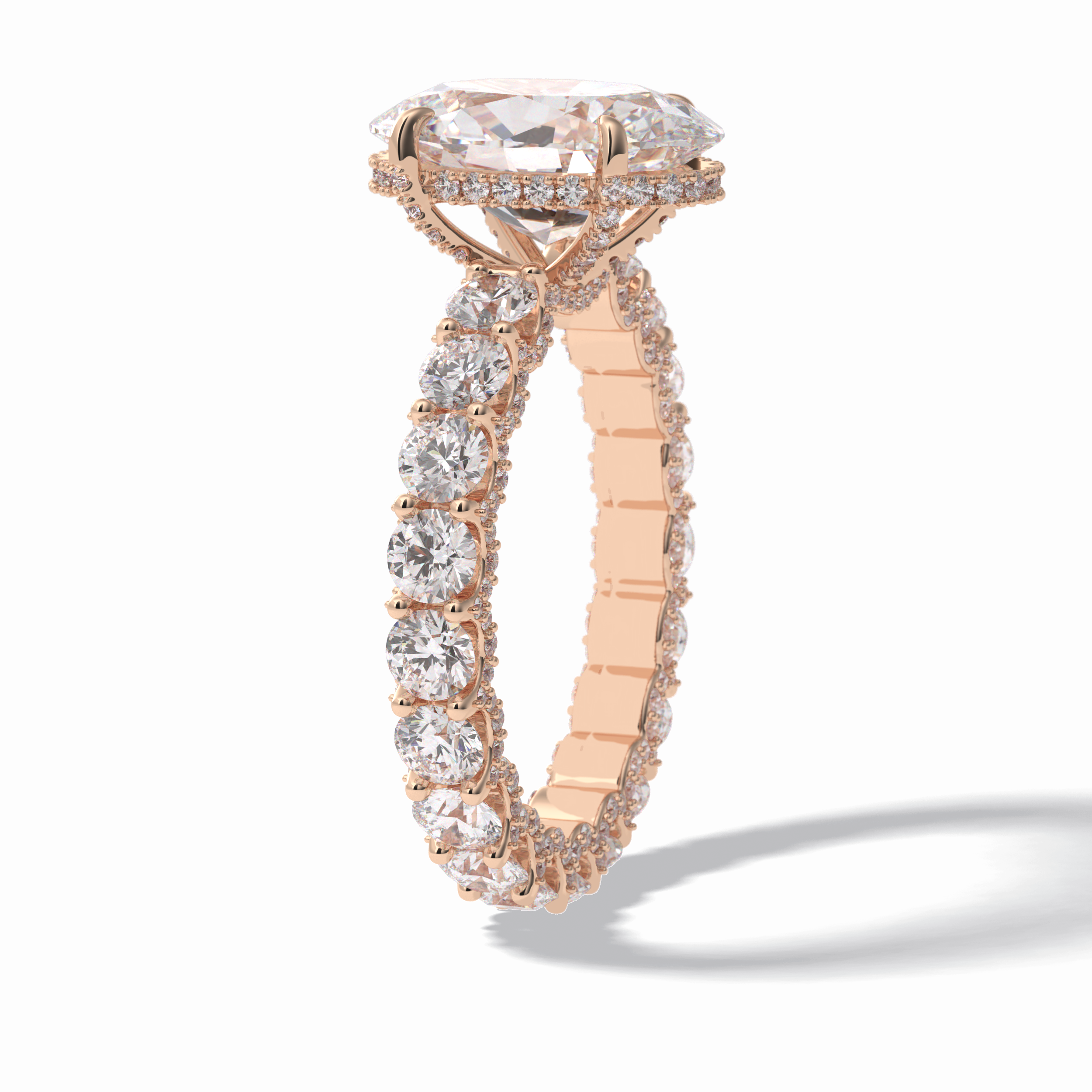 Oval Cut Hidden Halo & Pave Lab Grown Diamond Engagement Ring