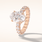 3.09 CT Oval Shaped Hidden Halo & Pave Moissanite Engagement Ring