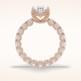 3.09 CT Oval Shaped Hidden Halo & Pave Moissanite Engagement Ring