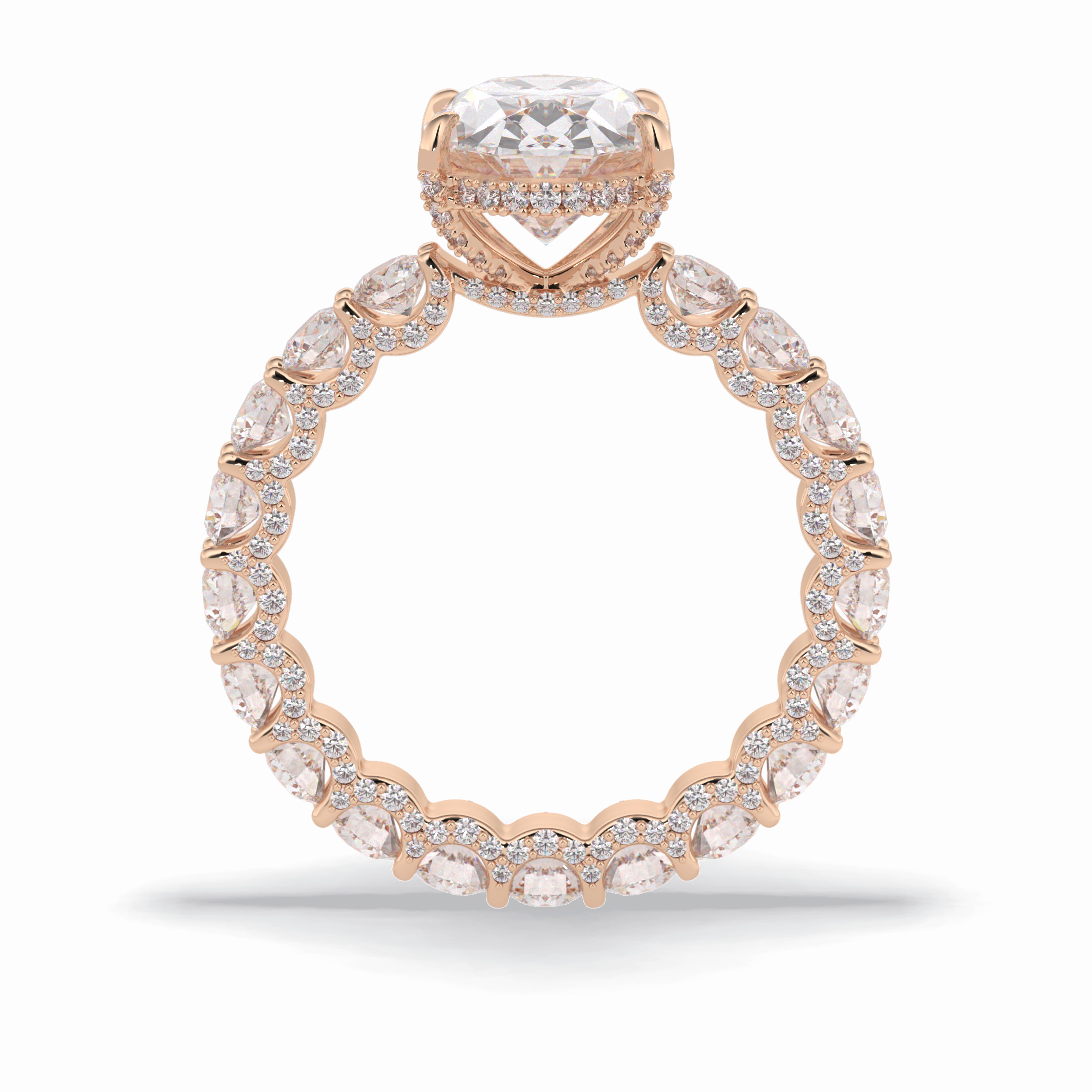 Oval Cut Hidden Halo & Pave Lab Grown Diamond Engagement Ring