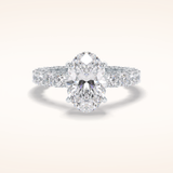 3.09 CT Oval Shaped Hidden Halo & Pave Moissanite Engagement Ring