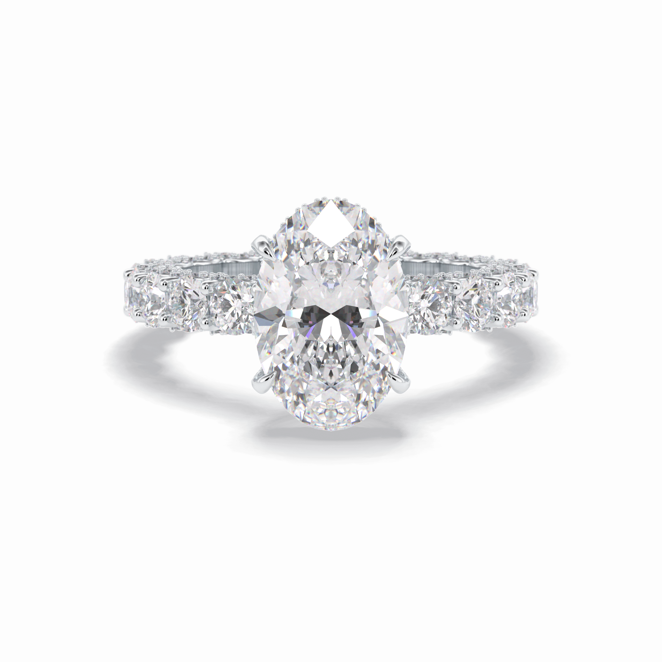 Oval Cut Hidden Halo & Pave Lab Grown Diamond Engagement Ring