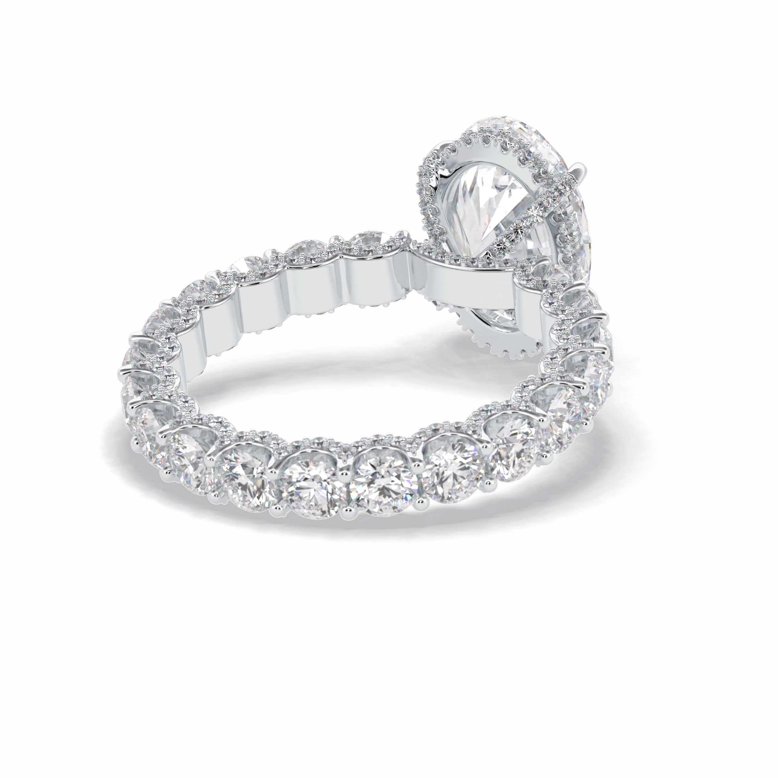 Oval Cut Hidden Halo & Pave Lab Grown Diamond Engagement Ring
