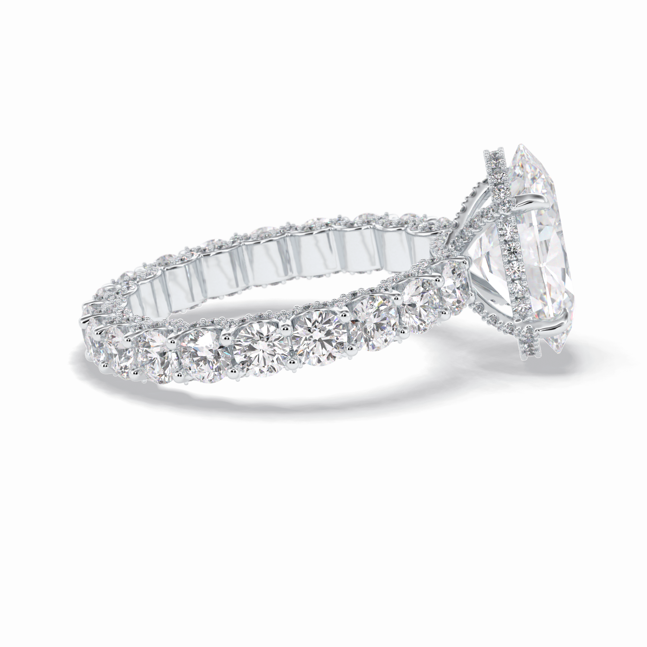 Oval Cut Hidden Halo & Pave Lab Grown Diamond Engagement Ring