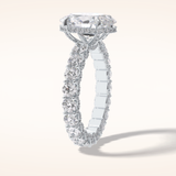 3.09 CT Oval Shaped Hidden Halo & Pave Moissanite Engagement Ring