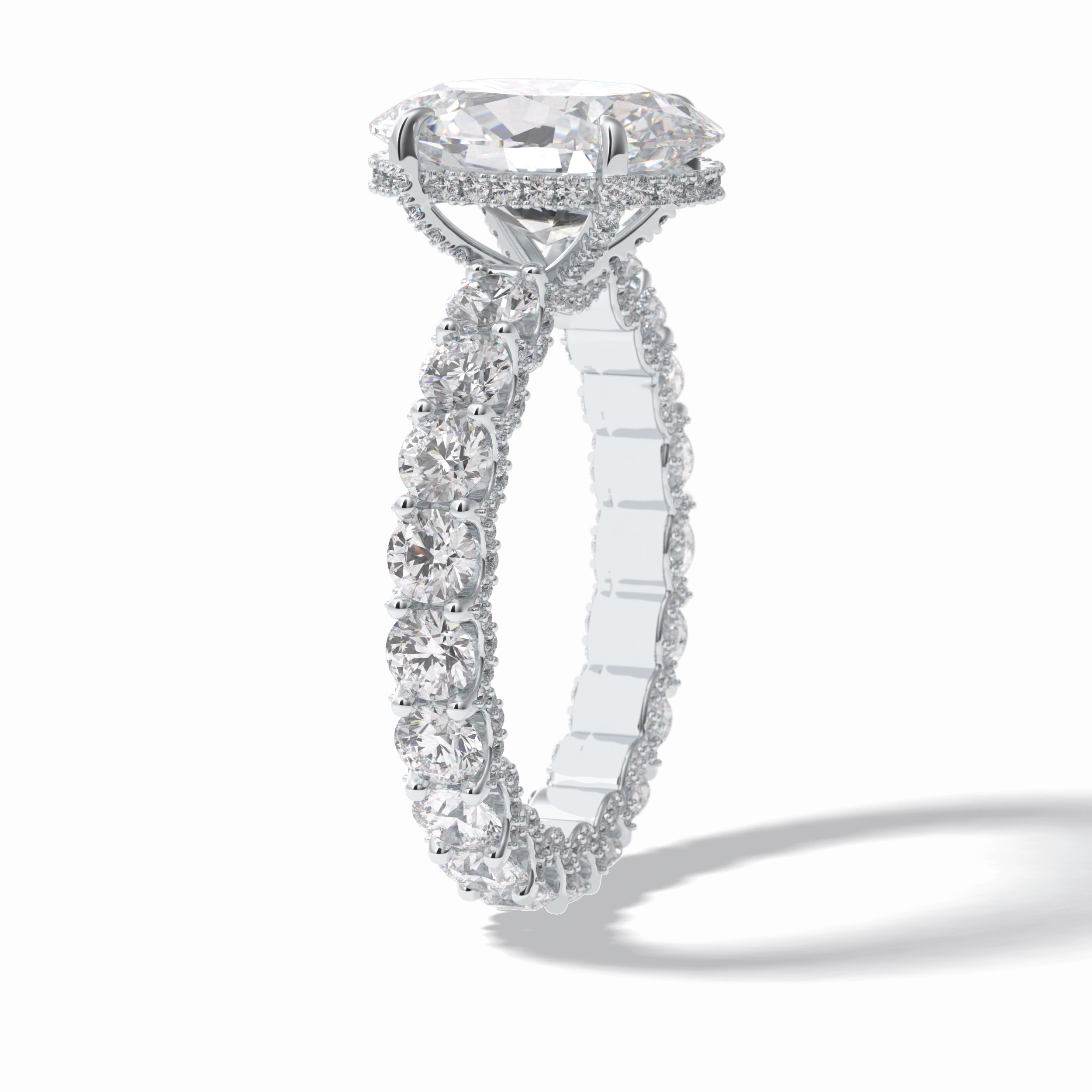 Oval Cut Hidden Halo & Pave Lab Grown Diamond Engagement Ring