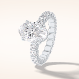 3.09 CT Oval Shaped Hidden Halo & Pave Moissanite Engagement Ring