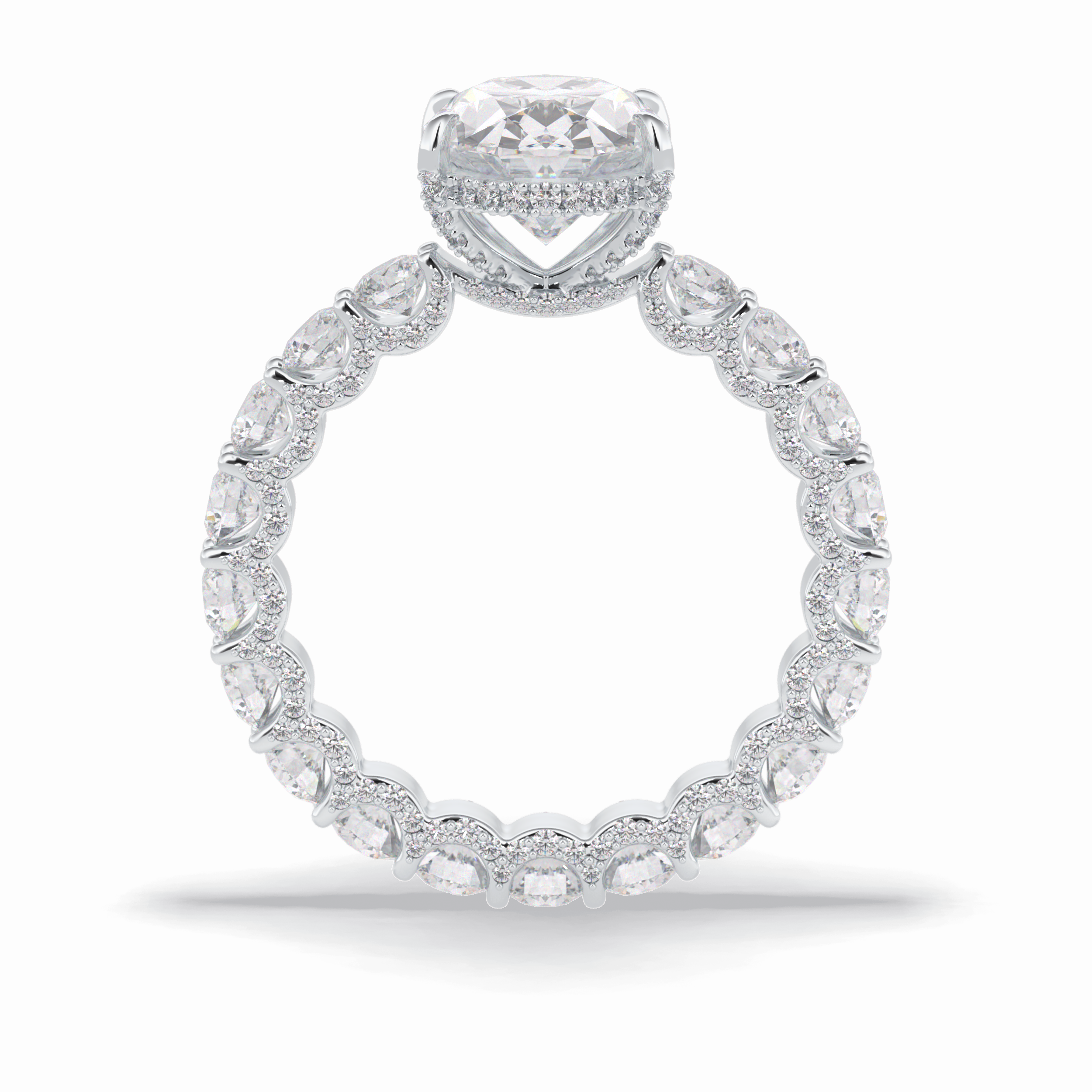Oval Cut Hidden Halo & Pave Lab Grown Diamond Engagement Ring