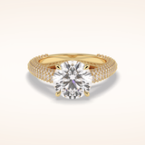 3 CT Round Shaped Pave Moissanite Engagement Ring