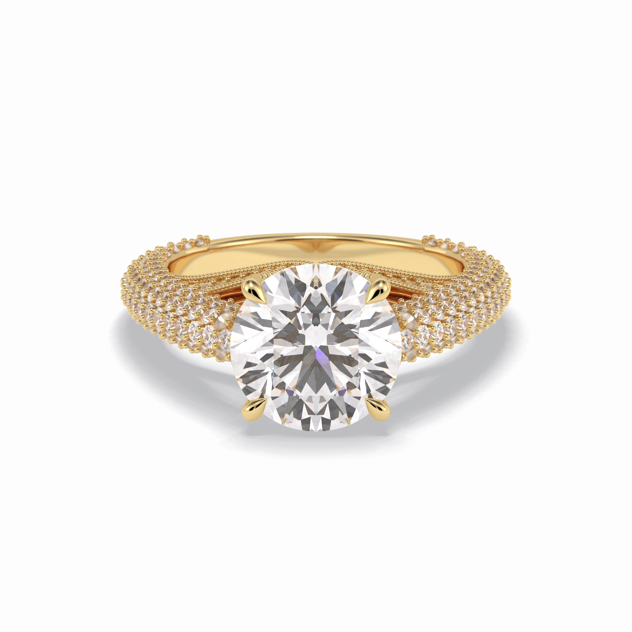 Round Pave Lab Grown Diamond Engagement Ring
