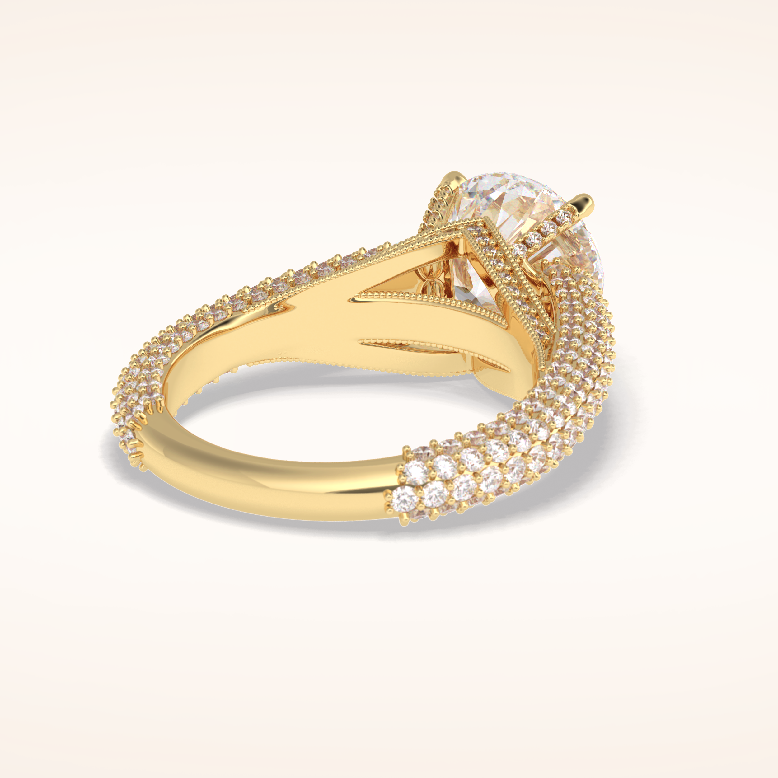 3 CT Round Shaped Pave Moissanite Engagement Ring